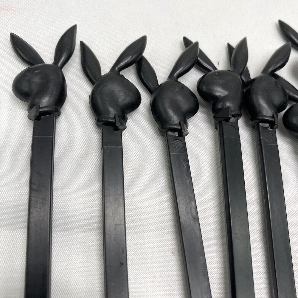 17 VTG Playboy Cocktail Drink Swizzle Stick Stirrers Set black Bunny 70s barware